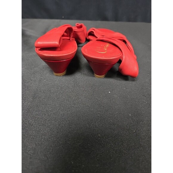 Cole Haan Women's Red Leather Wedge Red Sandals Size| 8 1/2 AA - Picture 4 of 7